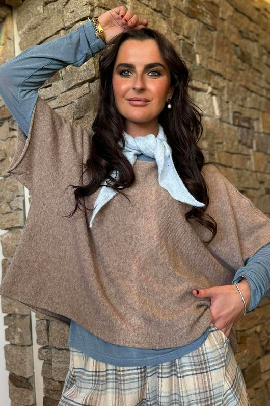 Essential Cashmere Blend Sheer Layering Top Denim